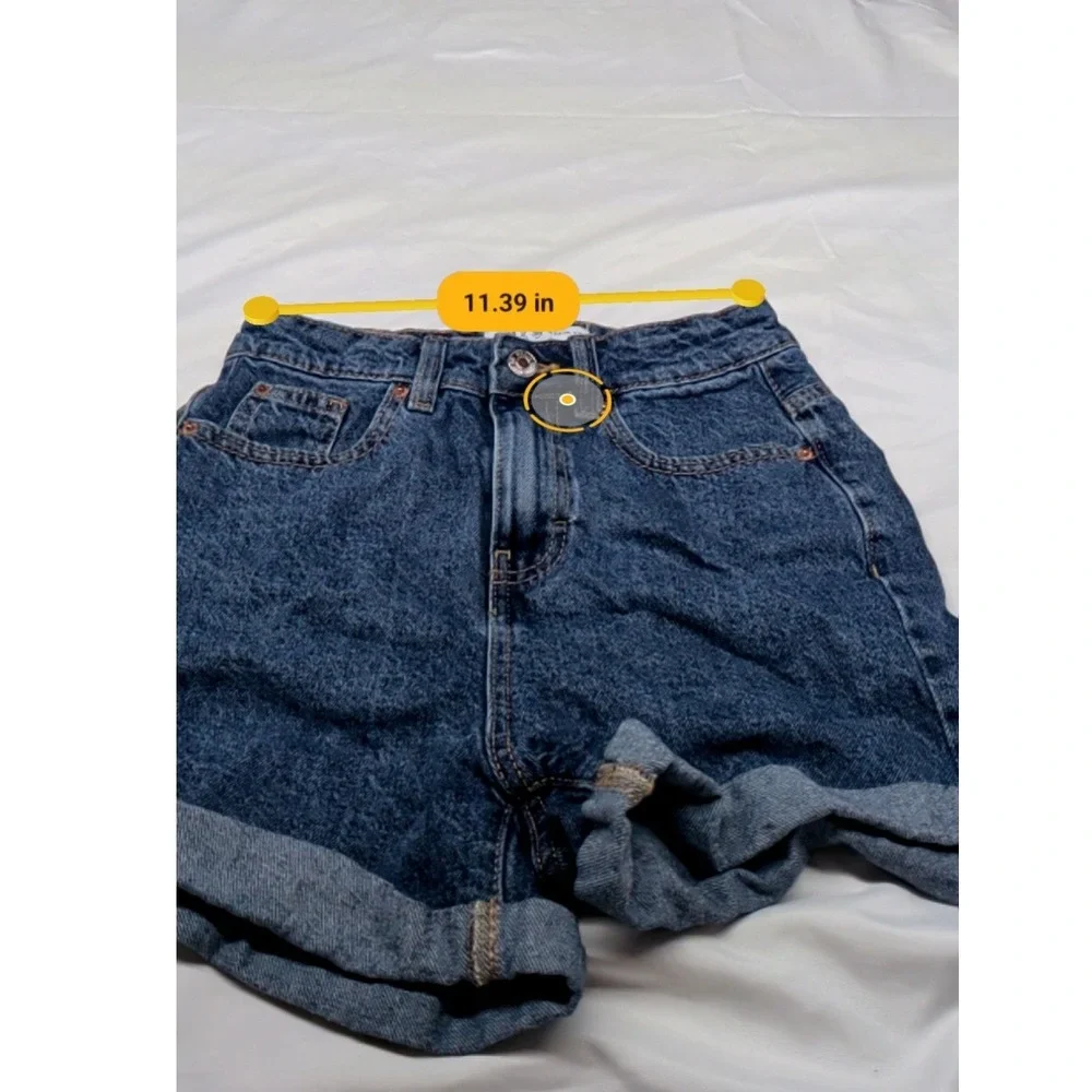 Primark Denim Co Womens High Waisted Cuffed Jean Shorts Blue Size 2 US